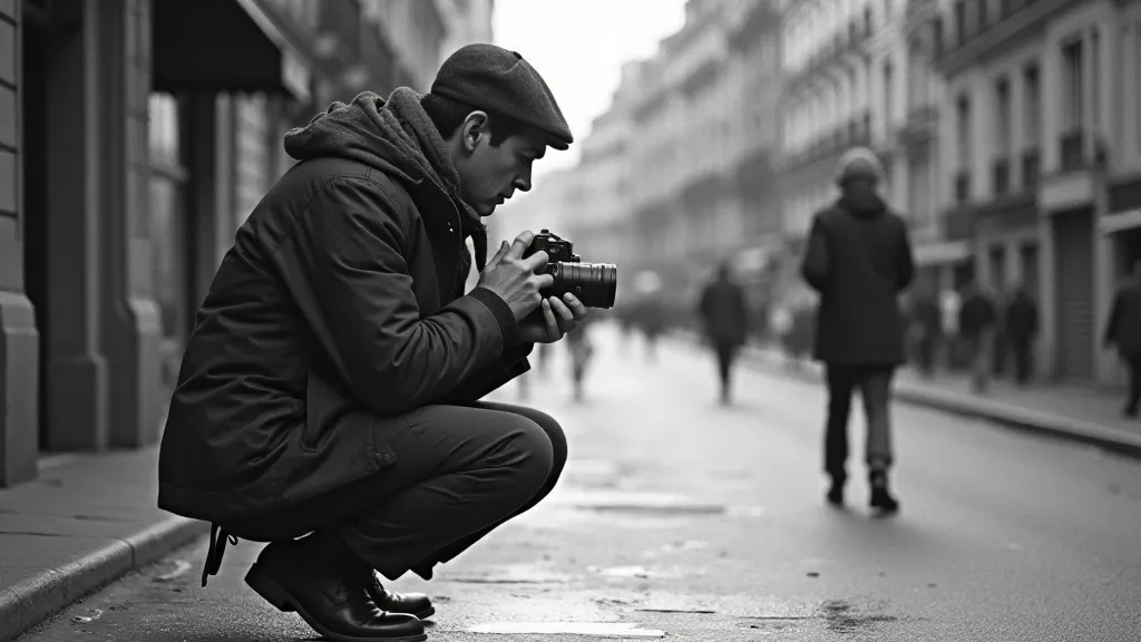 Henri Cartier-Bresson with a Rolleiflex camera