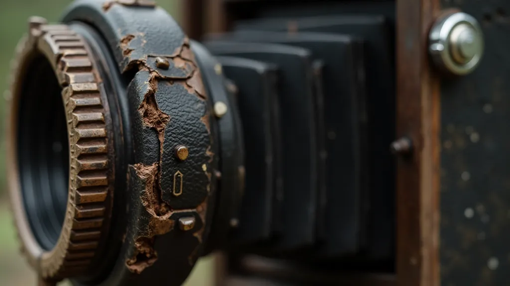 Cracked bellows on an antique camera