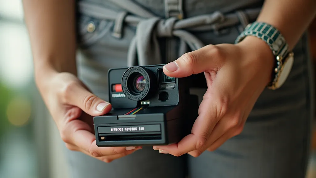 Polaroid camera developing a photo