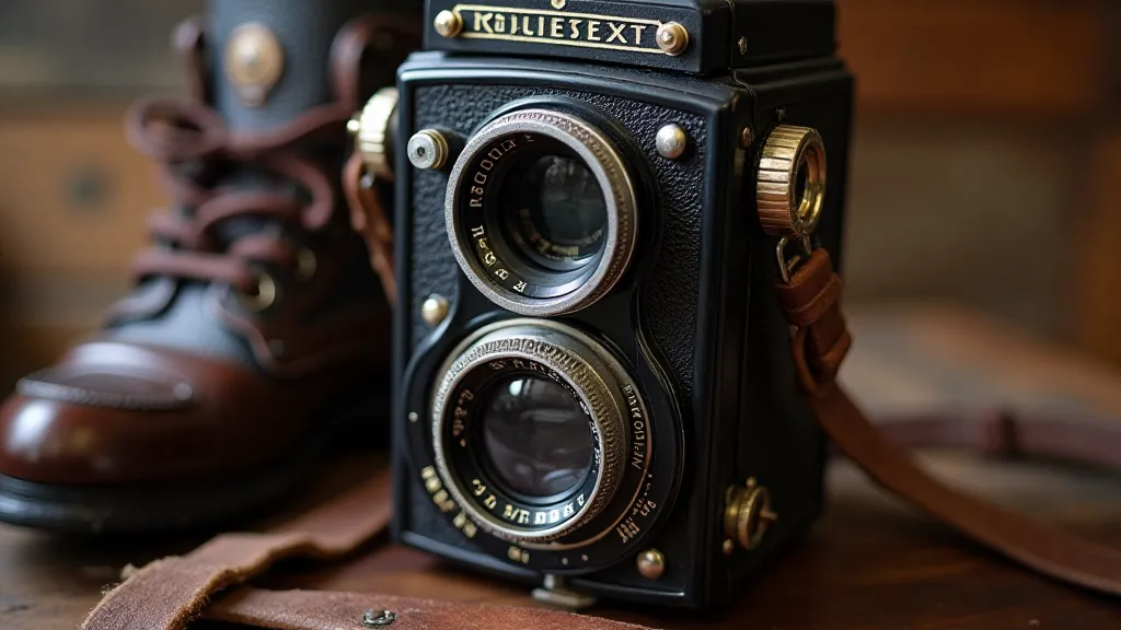 Close-up of a Rolleiflex camera