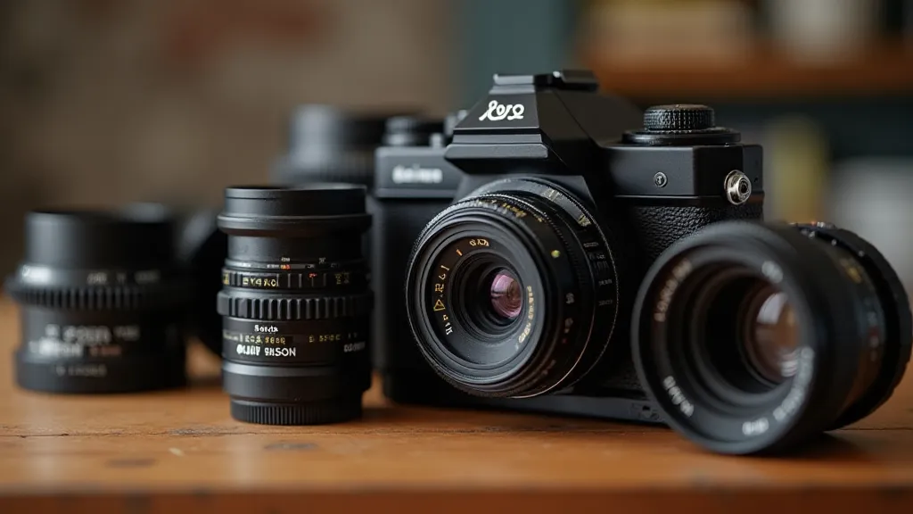 Collection of vintage camera lenses